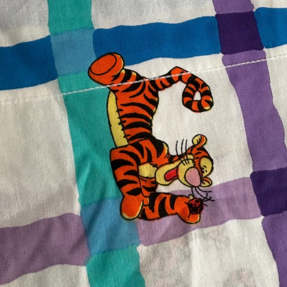 Vintage Disney Winnie the Pooh Tigger Plaid Window Valance Curtain 84x15 USA